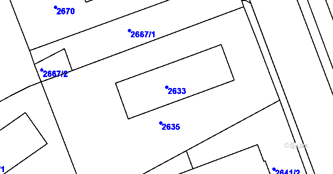 Parcela st. 2633 v KÚ Hulín, Katastrální mapa