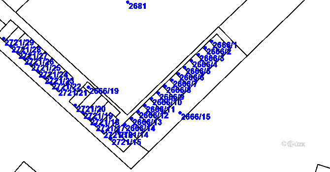 Parcela st. 2666/8 v KÚ Hulín, Katastrální mapa