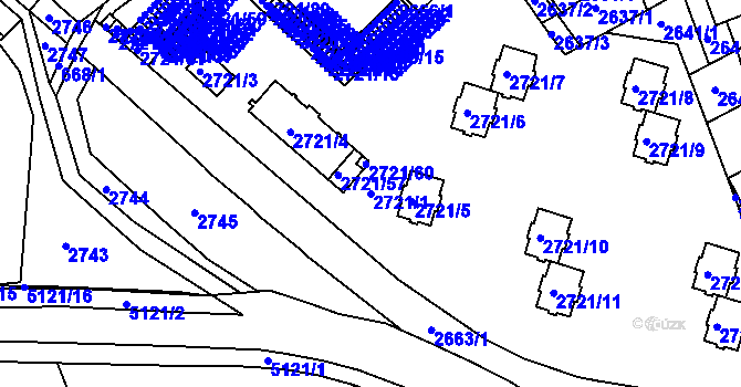 Parcela st. 2721/1 v KÚ Hulín, Katastrální mapa