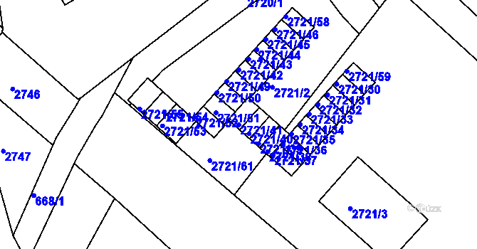Parcela st. 2721/41 v KÚ Hulín, Katastrální mapa