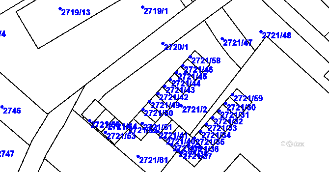 Parcela st. 2721/43 v KÚ Hulín, Katastrální mapa