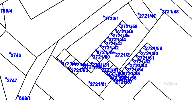 Parcela st. 2721/49 v KÚ Hulín, Katastrální mapa