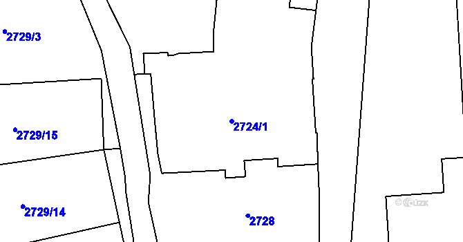 Parcela st. 2724/1 v KÚ Hulín, Katastrální mapa