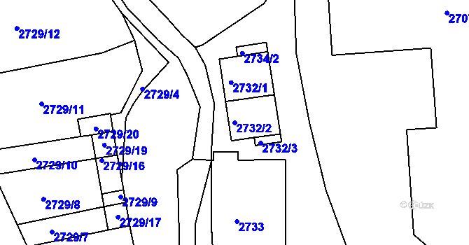 Parcela st. 2732/2 v KÚ Hulín, Katastrální mapa