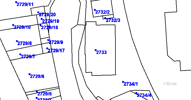 Parcela st. 2733 v KÚ Hulín, Katastrální mapa