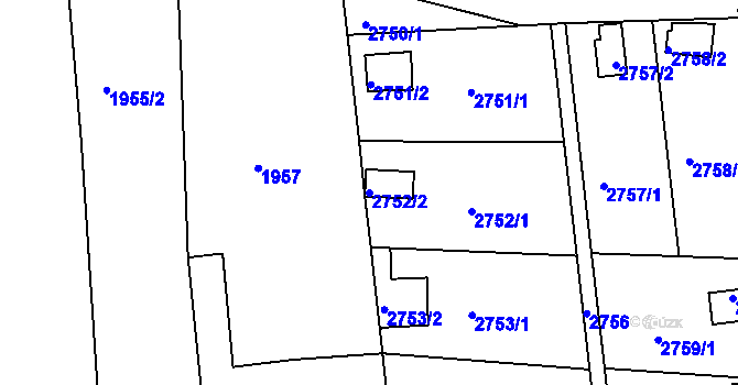 Parcela st. 2752/2 v KÚ Hulín, Katastrální mapa