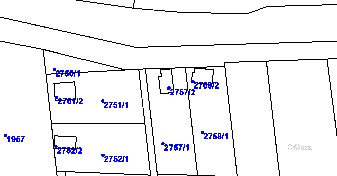 Parcela st. 2757/2 v KÚ Hulín, Katastrální mapa