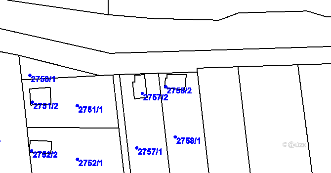 Parcela st. 2758/2 v KÚ Hulín, Katastrální mapa