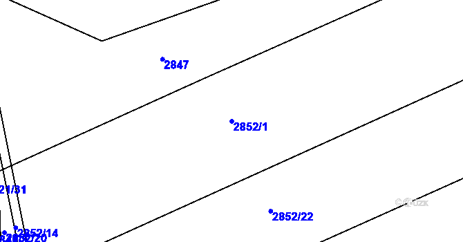Parcela st. 2852/1 v KÚ Hulín, Katastrální mapa