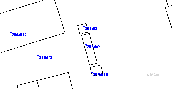 Parcela st. 2854/9 v KÚ Hulín, Katastrální mapa