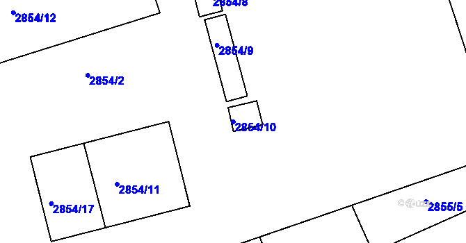 Parcela st. 2854/10 v KÚ Hulín, Katastrální mapa