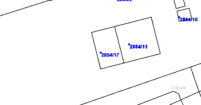 Parcela st. 2854/17 v KÚ Hulín, Katastrální mapa
