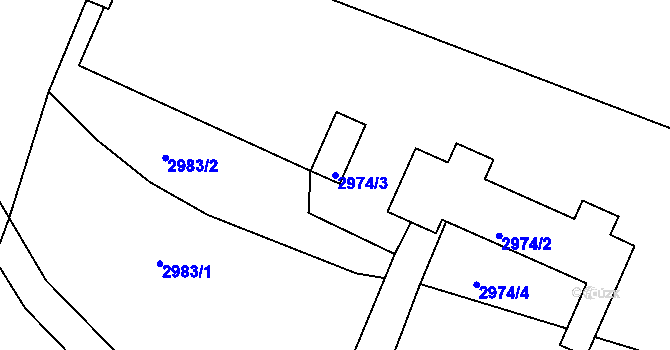 Parcela st. 2974/3 v KÚ Hulín, Katastrální mapa