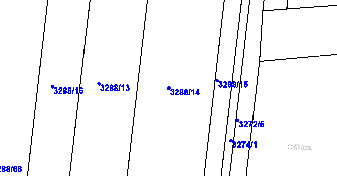 Parcela st. 3288/14 v KÚ Hulín, Katastrální mapa