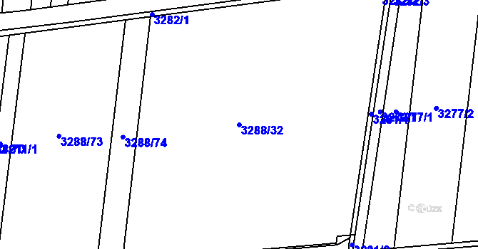 Parcela st. 3288/32 v KÚ Hulín, Katastrální mapa