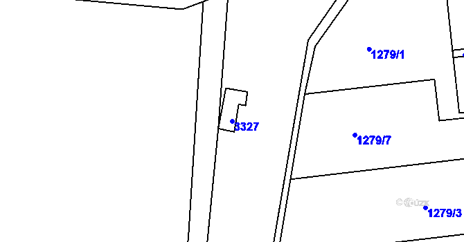 Parcela st. 3327 v KÚ Hulín, Katastrální mapa