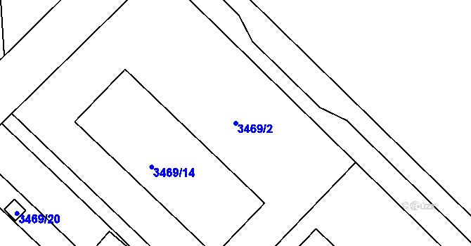 Parcela st. 3469/2 v KÚ Hulín, Katastrální mapa