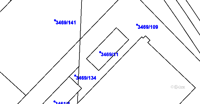Parcela st. 3469/11 v KÚ Hulín, Katastrální mapa