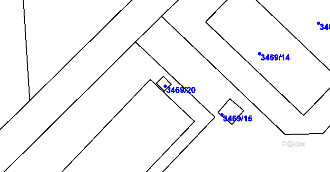Parcela st. 3469/20 v KÚ Hulín, Katastrální mapa