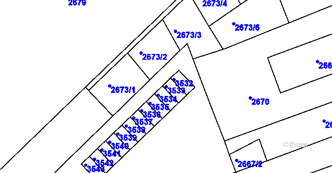 Parcela st. 3533 v KÚ Hulín, Katastrální mapa