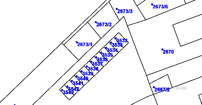 Parcela st. 3535 v KÚ Hulín, Katastrální mapa