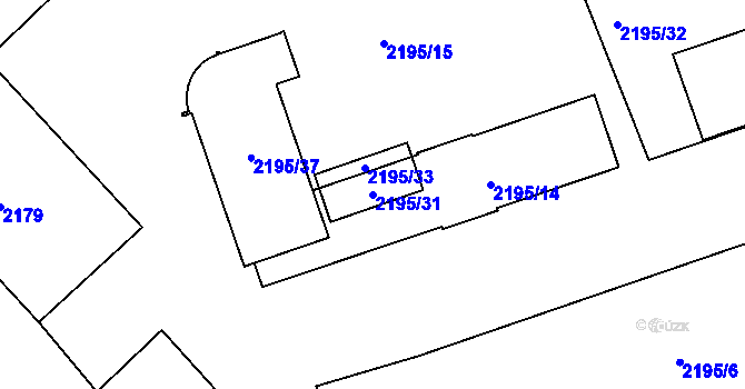 Parcela st. 2195/31 v KÚ Hulín, Katastrální mapa