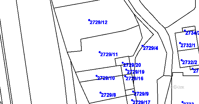 Parcela st. 2729/11 v KÚ Hulín, Katastrální mapa