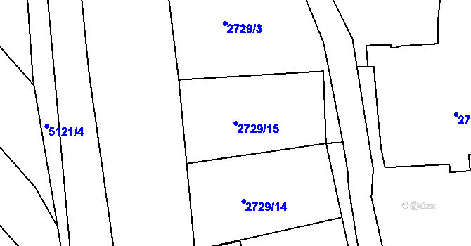 Parcela st. 2729/15 v KÚ Hulín, Katastrální mapa