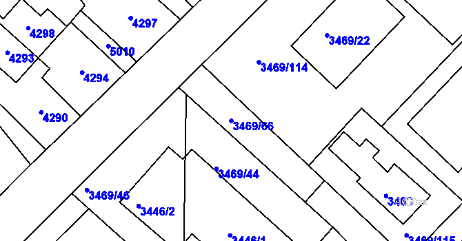Parcela st. 3469/66 v KÚ Hulín, Katastrální mapa