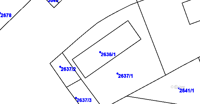 Parcela st. 2636/1 v KÚ Hulín, Katastrální mapa