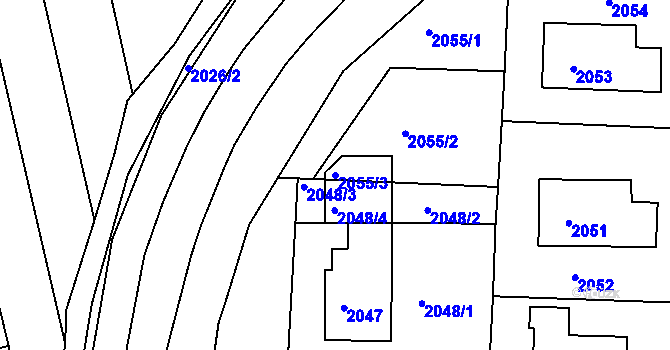 Parcela st. 2055/3 v KÚ Hulín, Katastrální mapa