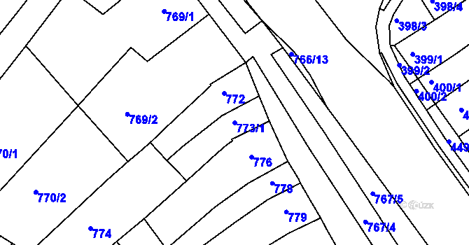 Parcela st. 773/1 v KÚ Hulín, Katastrální mapa