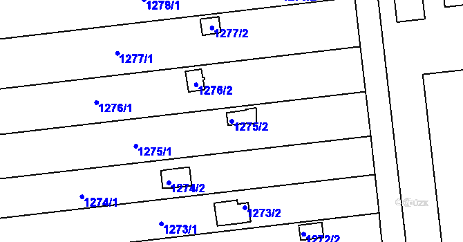 Parcela st. 1275/2 v KÚ Hulín, Katastrální mapa