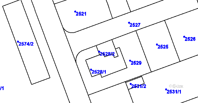 Parcela st. 2528/2 v KÚ Hulín, Katastrální mapa