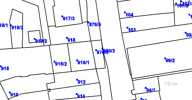 Parcela st. 876/9 v KÚ Hulín, Katastrální mapa