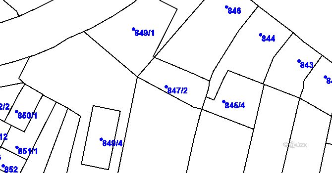 Parcela st. 847/2 v KÚ Hulín, Katastrální mapa