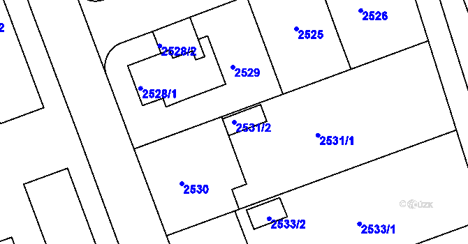 Parcela st. 2531/2 v KÚ Hulín, Katastrální mapa