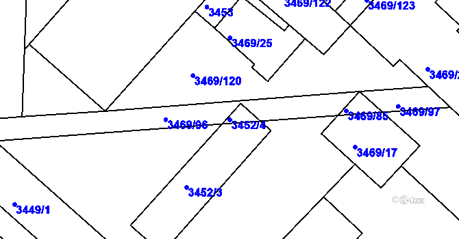 Parcela st. 3452/4 v KÚ Hulín, Katastrální mapa