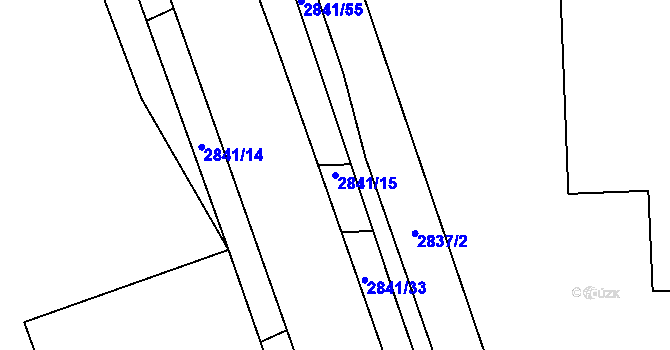 Parcela st. 2841/15 v KÚ Hulín, Katastrální mapa