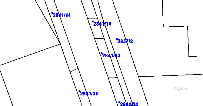 Parcela st. 2841/33 v KÚ Hulín, Katastrální mapa