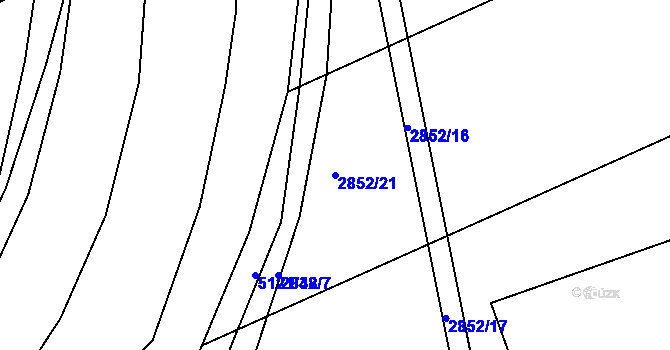 Parcela st. 2852/21 v KÚ Hulín, Katastrální mapa