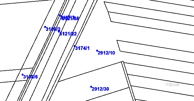 Parcela st. 2912/10 v KÚ Hulín, Katastrální mapa