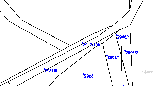 Parcela st. 2912/100 v KÚ Hulín, Katastrální mapa