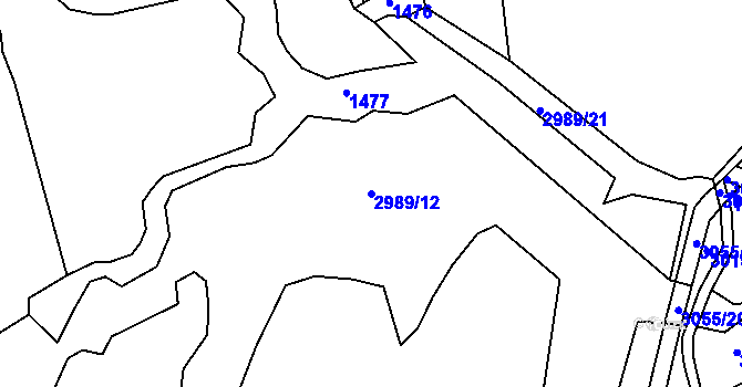 Parcela st. 2989/12 v KÚ Hulín, Katastrální mapa