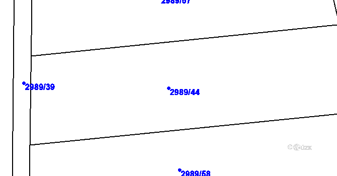 Parcela st. 2989/44 v KÚ Hulín, Katastrální mapa