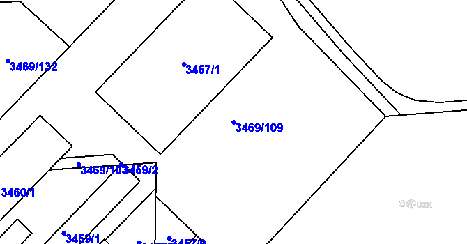 Parcela st. 3469/109 v KÚ Hulín, Katastrální mapa
