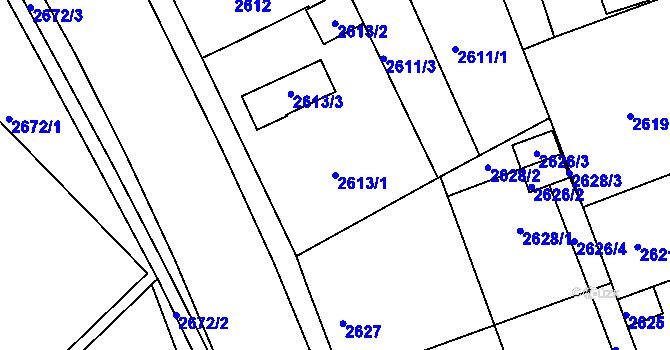 Parcela st. 2613/1 v KÚ Hulín, Katastrální mapa