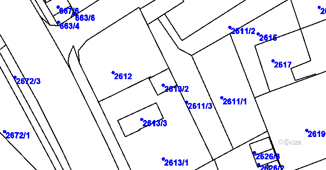 Parcela st. 2613/2 v KÚ Hulín, Katastrální mapa