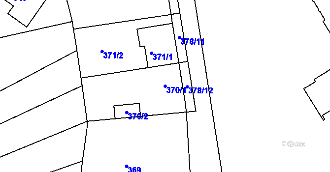 Parcela st. 370/1 v KÚ Hulín, Katastrální mapa