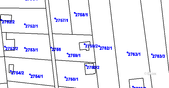 Parcela st. 2759/2 v KÚ Hulín, Katastrální mapa